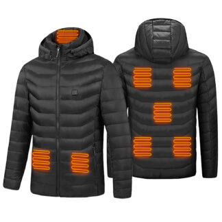 Heated Jacket Electric Heating Coat Lightweight Winter Hooded Jacket with 3-Level Heating Modes (2XL)